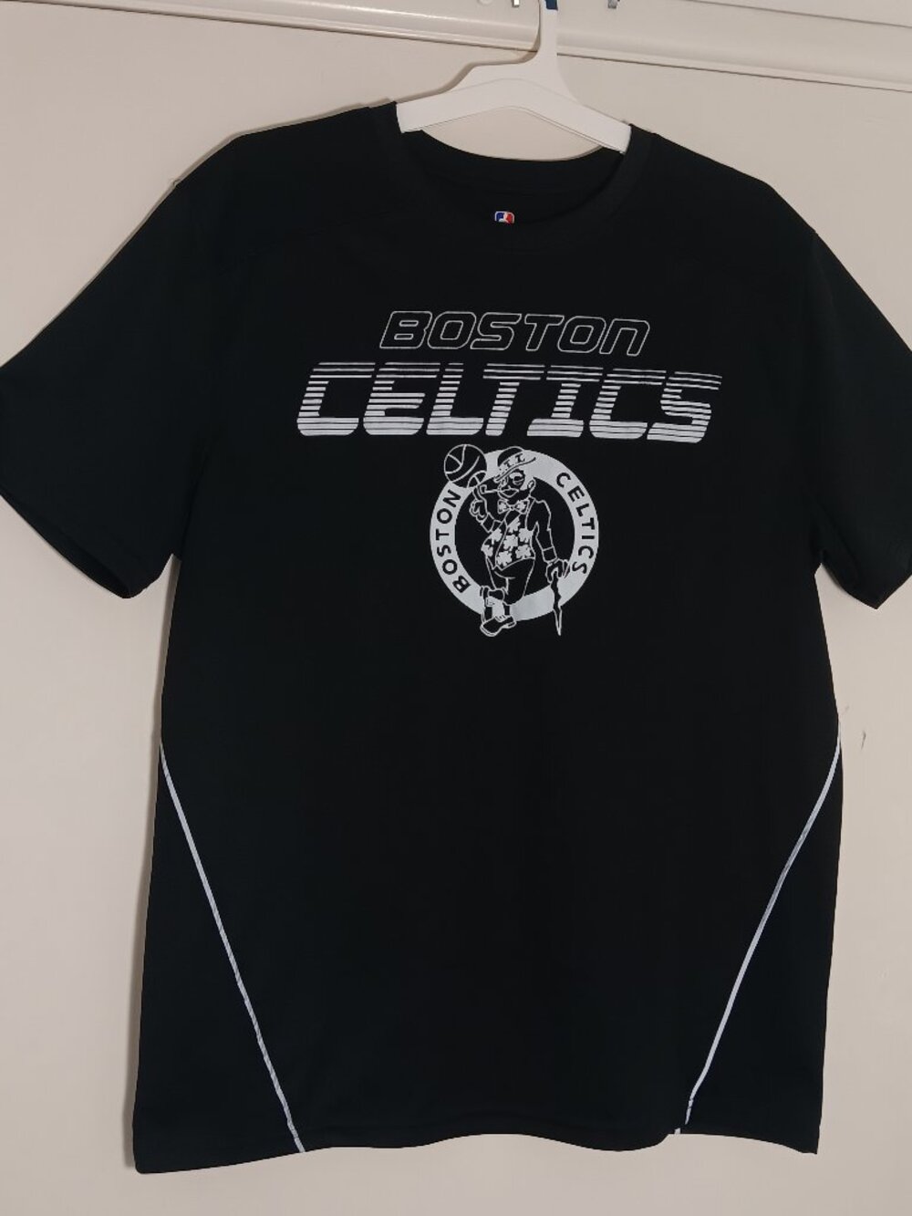 Boston Celtics NBA black short sleeves performance athletic Tshirt mens